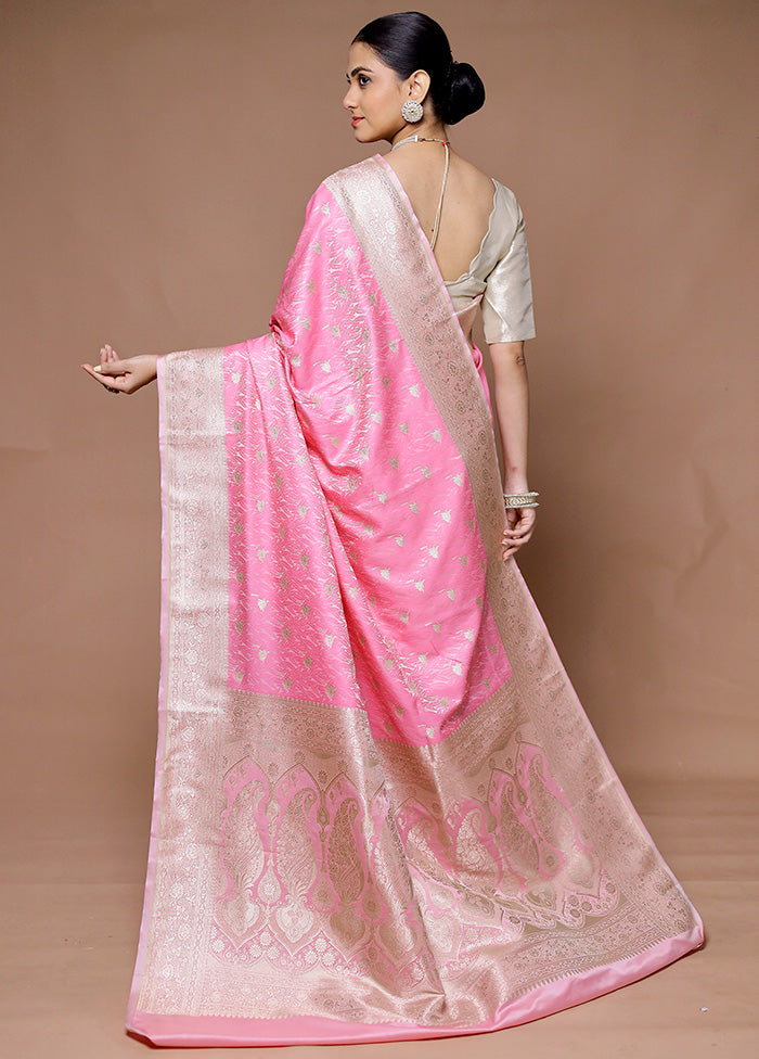 Pink Katan Silk Saree With Blouse Piece