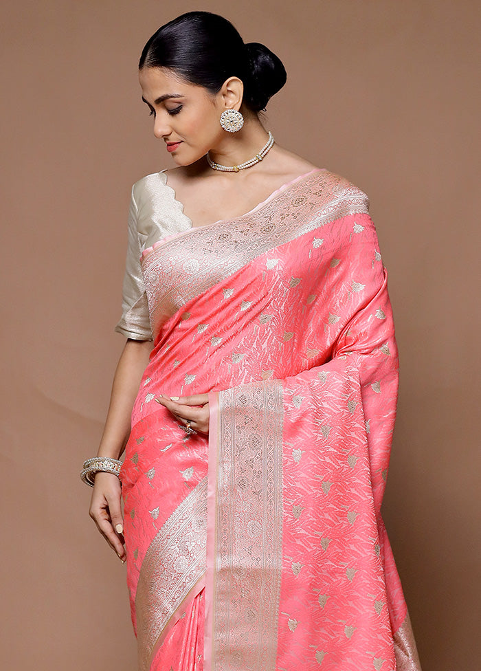 Pink Katan Silk Saree With Blouse Piece