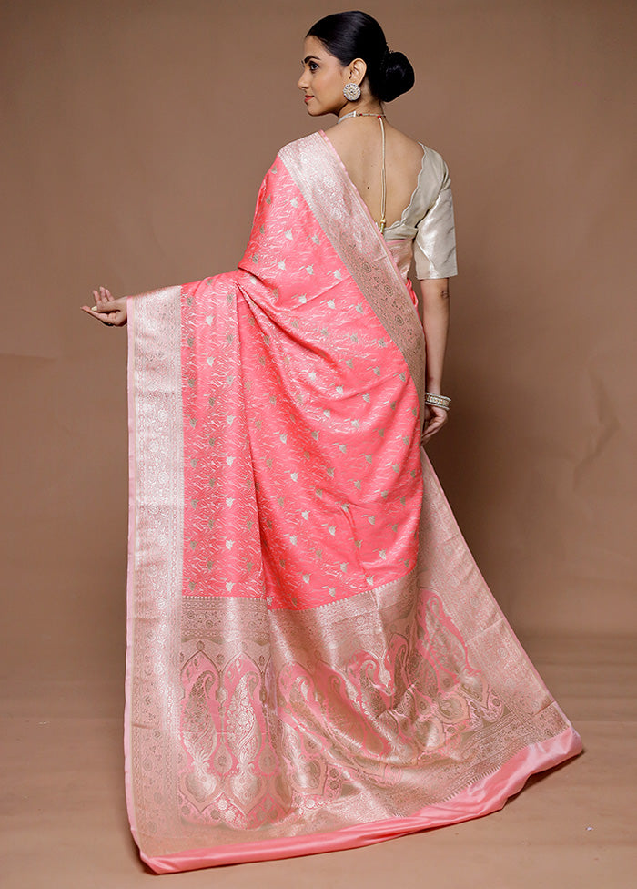 Pink Katan Silk Saree With Blouse Piece