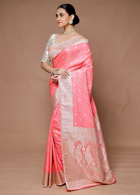 Pink Katan Silk Saree With Blouse Piece