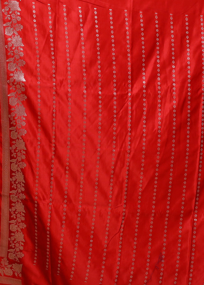 Red Katan Silk Saree With Blouse Piece