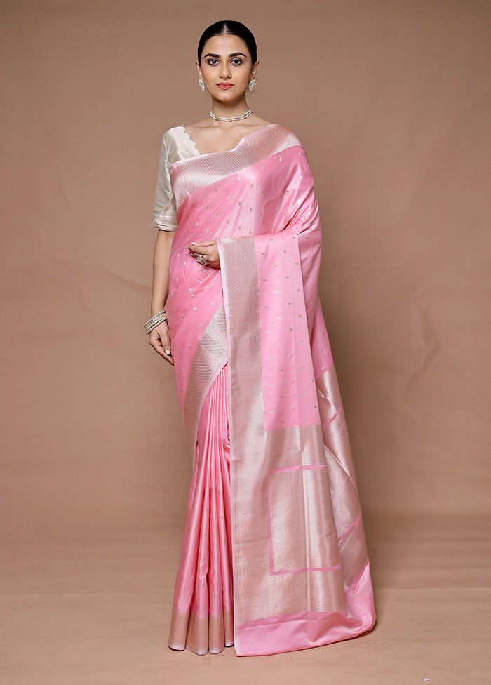 Pink Katan Silk Saree With Blouse Piece