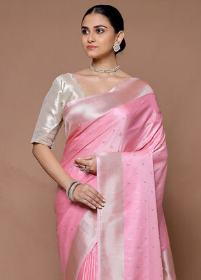 Pink Katan Silk Saree With Blouse Piece