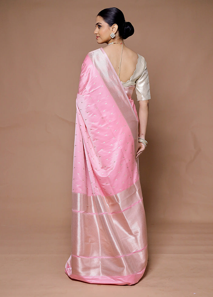 Pink Katan Silk Saree With Blouse Piece