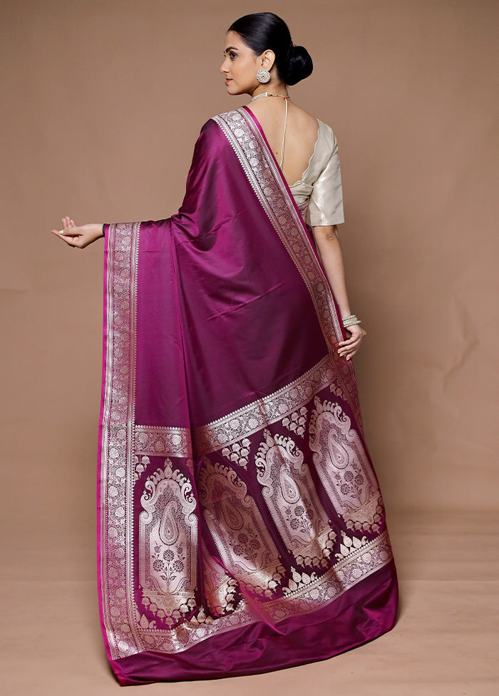 Wine Katan Silk Saree With Blouse Piece