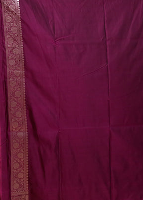 Wine Katan Silk Saree With Blouse Piece