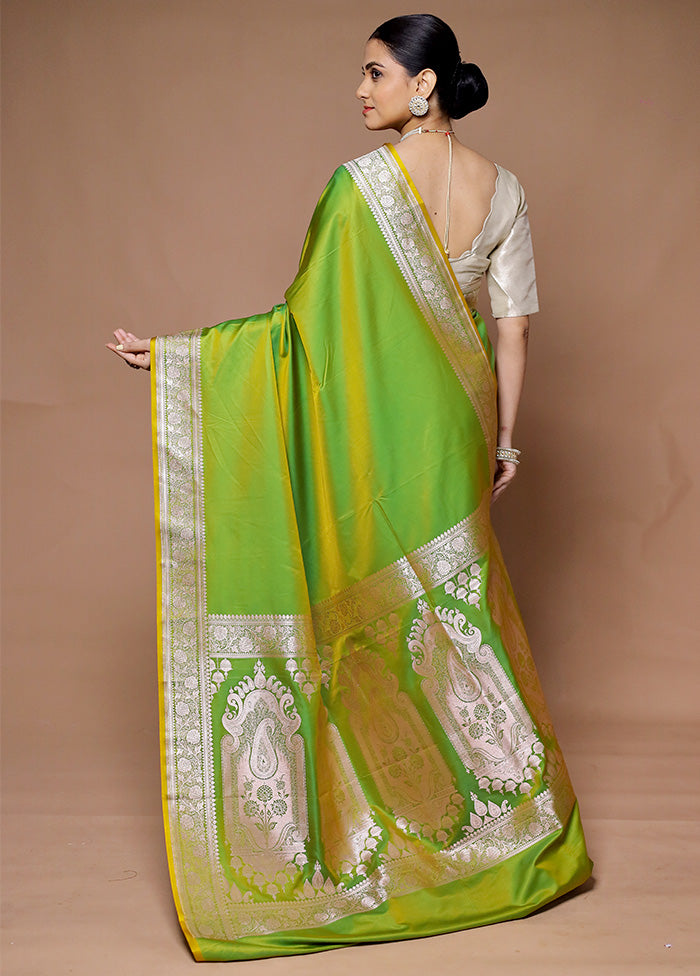 Green Katan Silk Saree With Blouse Piece