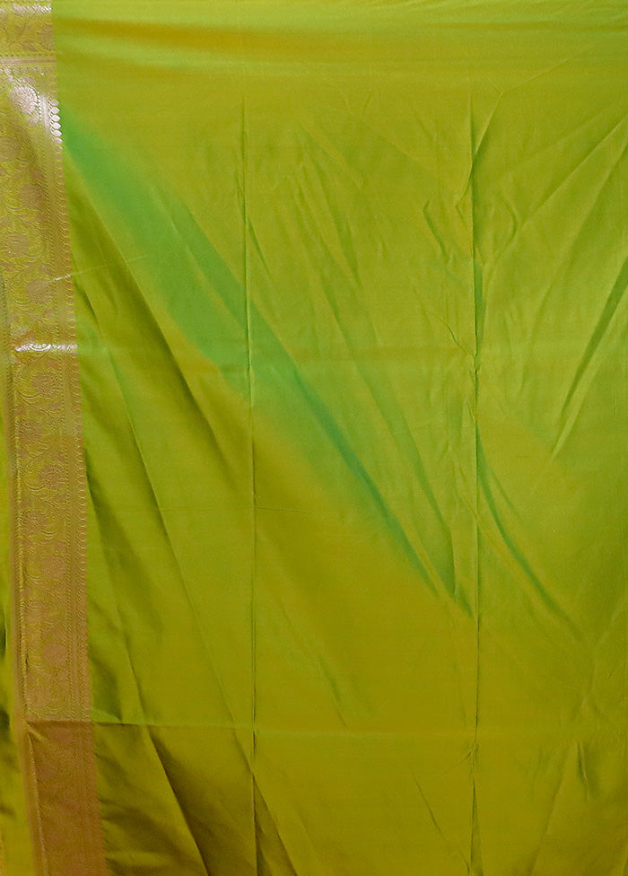 Green Katan Silk Saree With Blouse Piece