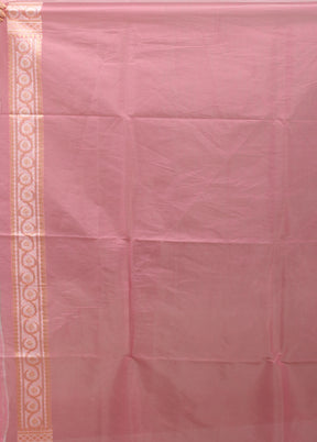 Pink Kora Silk Saree With Blouse Piece