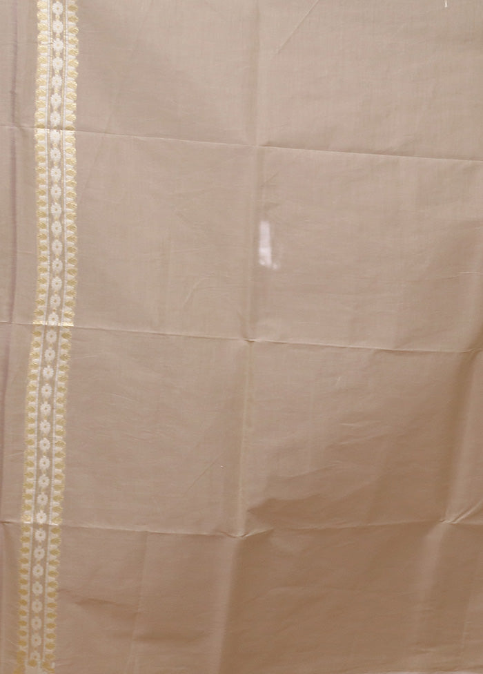 Cream Kora Silk Saree With Blouse Piece