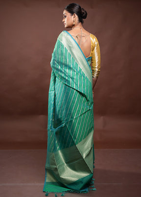 Green Kora Silk Saree With Blouse Piece