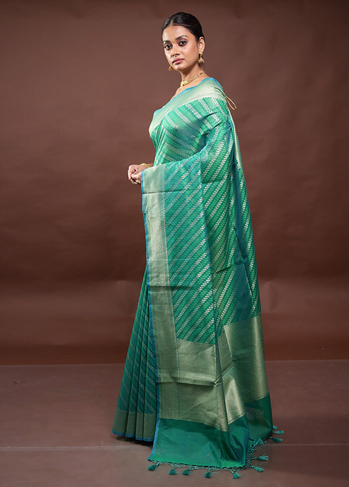 Green Kora Silk Saree With Blouse Piece