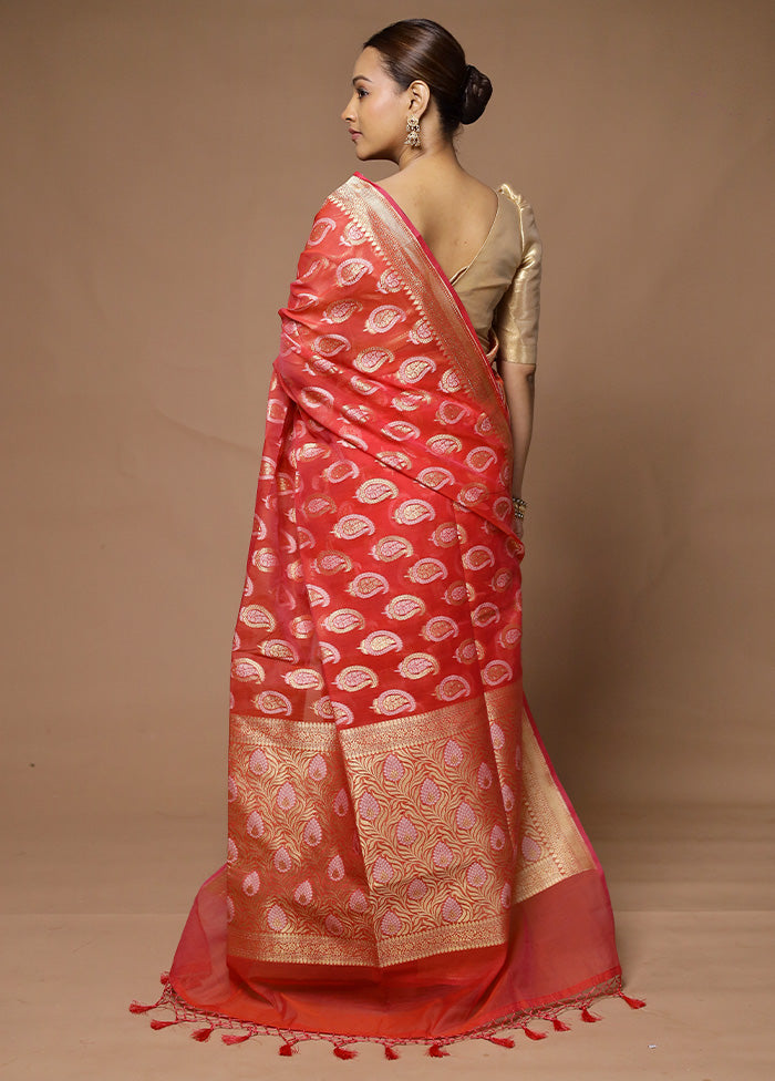 Pink Kora Silk Saree With Blouse Piece