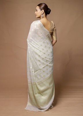 Grey Kora Silk Saree With Blouse Piece