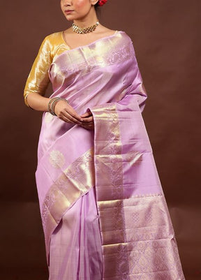 Pink Handloom Kanchipuram Pure Silk Saree With Blouse Piece