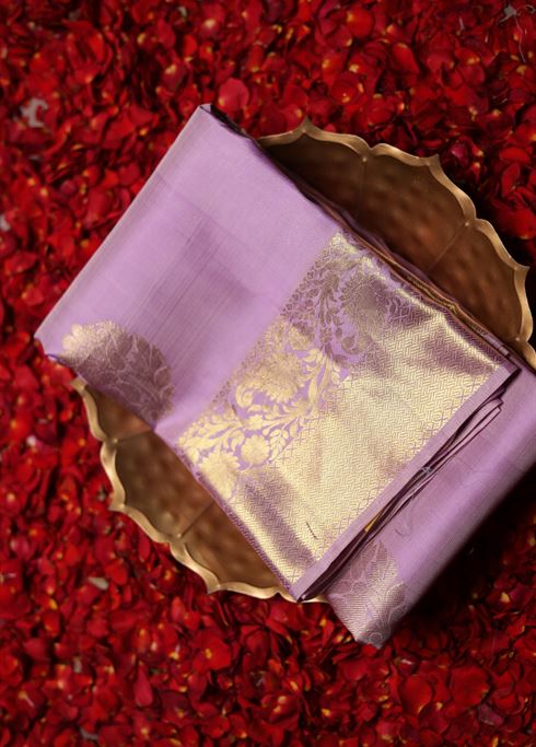 Pink Handloom Kanchipuram Pure Silk Saree With Blouse Piece