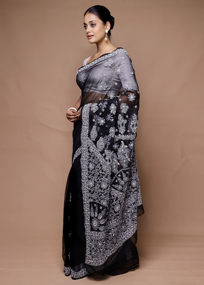 Black Pure Cotton Saree With Blouse Piece