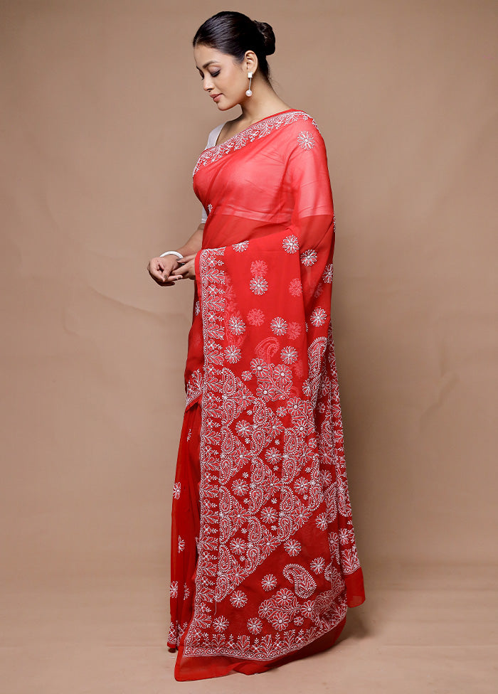 Red Pure Cotton Saree With Blouse Piece