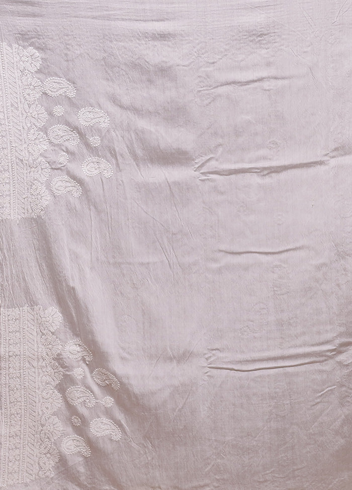 White Handloom Pure Cotton Saree With Blouse Piece