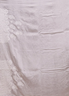 White Handloom Pure Cotton Saree With Blouse Piece