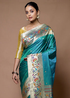 green Dupion Silk Saree With Blouse Piece