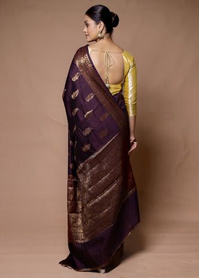 Wine Dupion Silk Saree With Blouse Piece