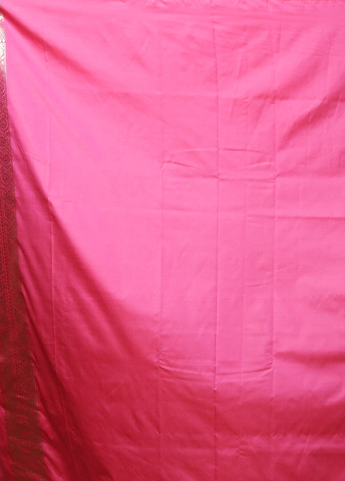 Pink Uppada Silk Saree With Blouse Piece