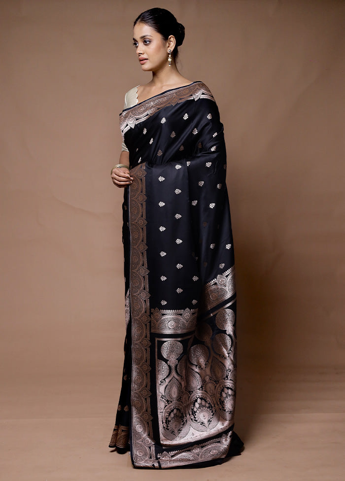 Black Katan Silk Saree With Blouse Piece