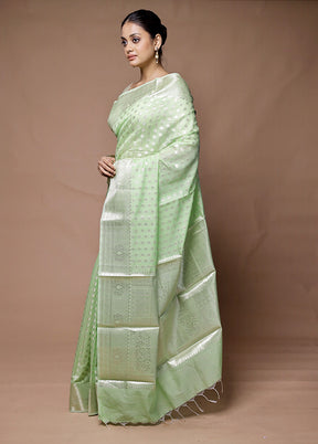 Green Kora Silk Saree With Blouse Piece