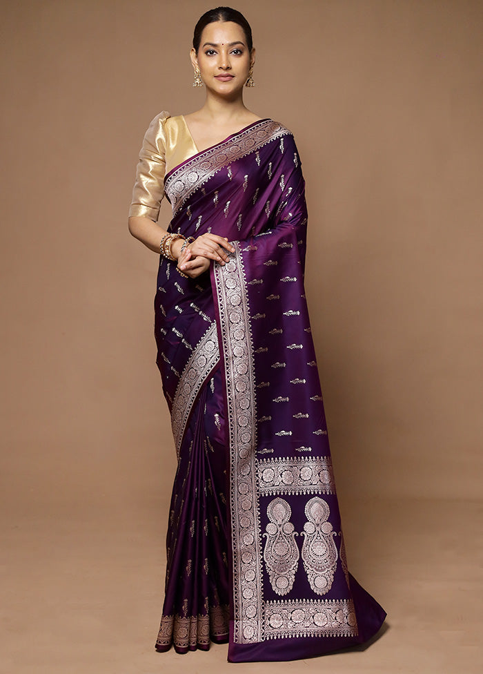 Purple Katan Silk Saree With Blouse Piece