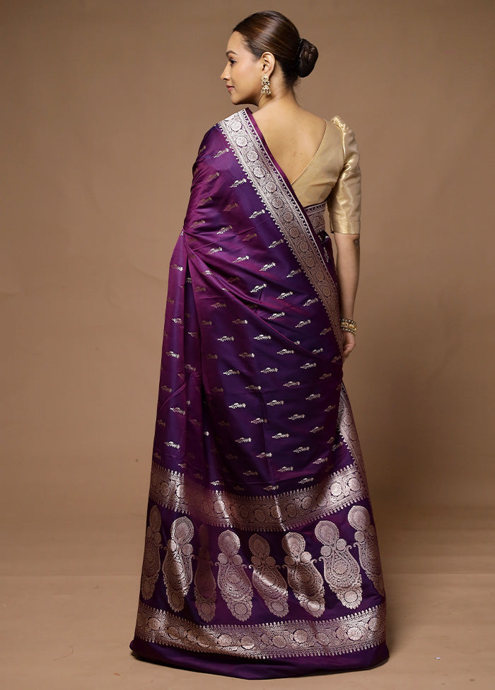 Purple Katan Silk Saree With Blouse Piece