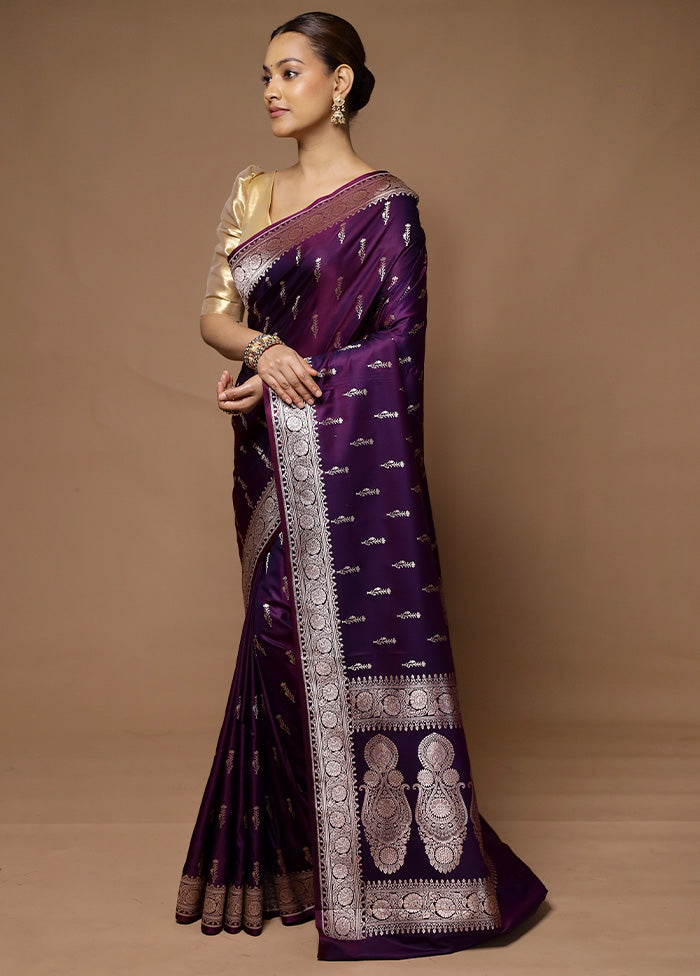 Purple Katan Silk Saree With Blouse Piece