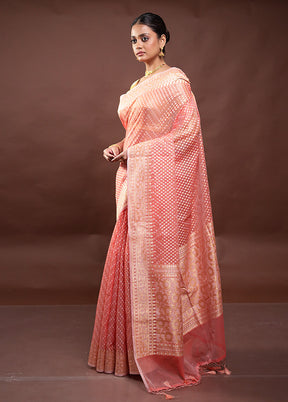 Pink Kora Silk Saree With Blouse Piece