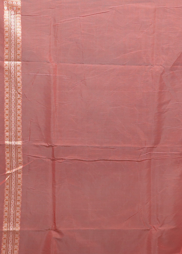 Pink Kora Silk Saree With Blouse Piece