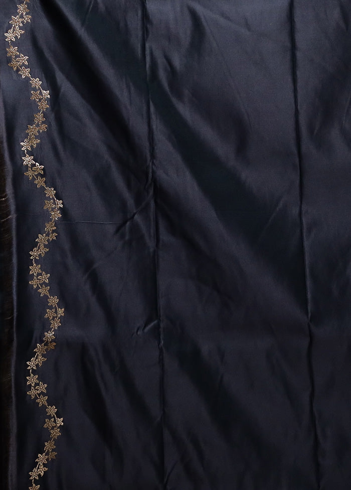 Black Banarasi Silk Saree With Blouse Piece