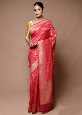 Red Kora Silk Saree With Blouse Piece