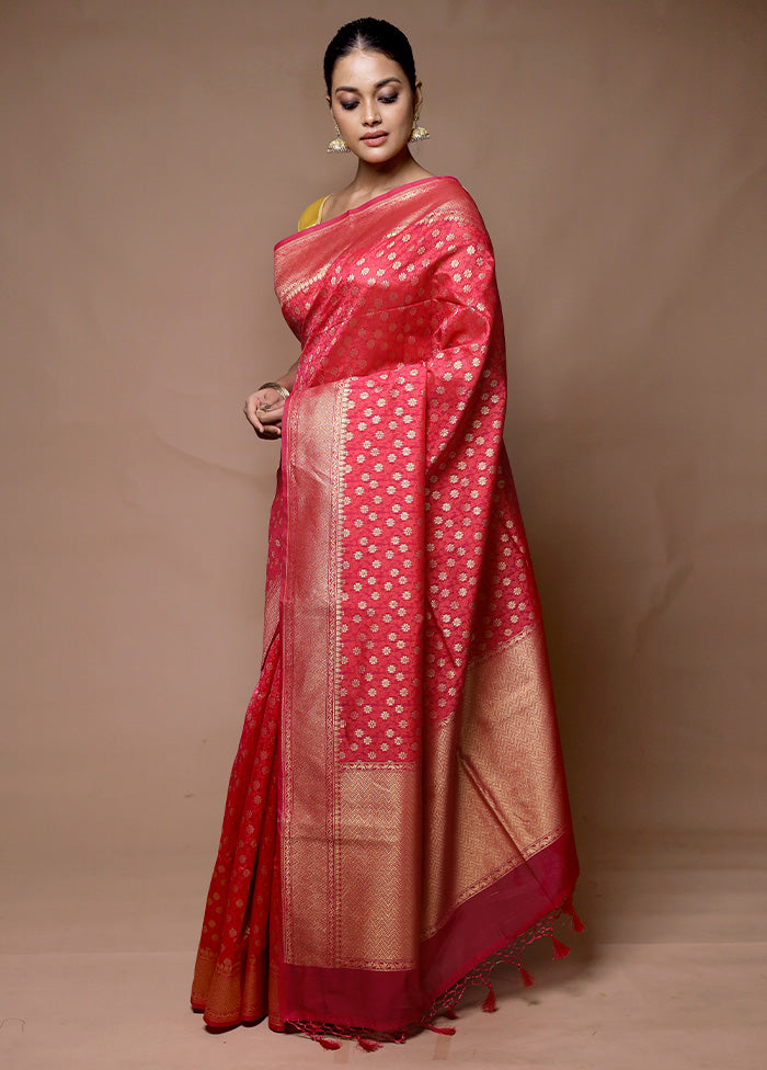 Red Kora Silk Saree With Blouse Piece