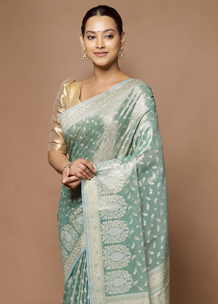 Green Tissue Silk Saree With Blouse Piece