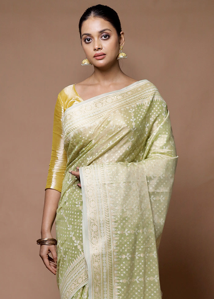 Green Tissue Silk Saree With Blouse Piece