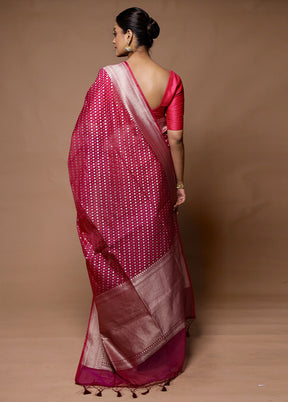 Pink Kora Silk Saree With Blouse Piece