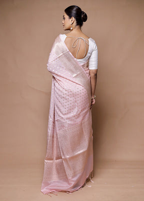 Pink Kora Silk Saree With Blouse Piece