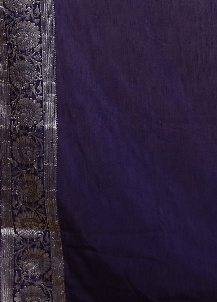 Blue Dupion Silk Saree With Blouse Piece