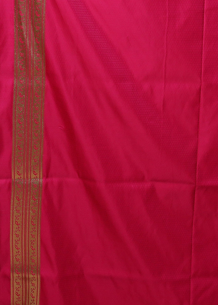 Pink Banarasi Silk Saree With Blouse Piece