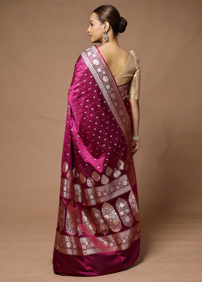 Pink Banarasi Silk Saree With Blouse Piece