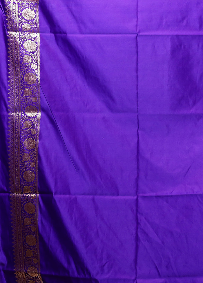 Purple Banarasi Silk Saree With Blouse Piece