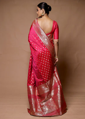 Red Banarasi Silk Saree With Blouse Piece