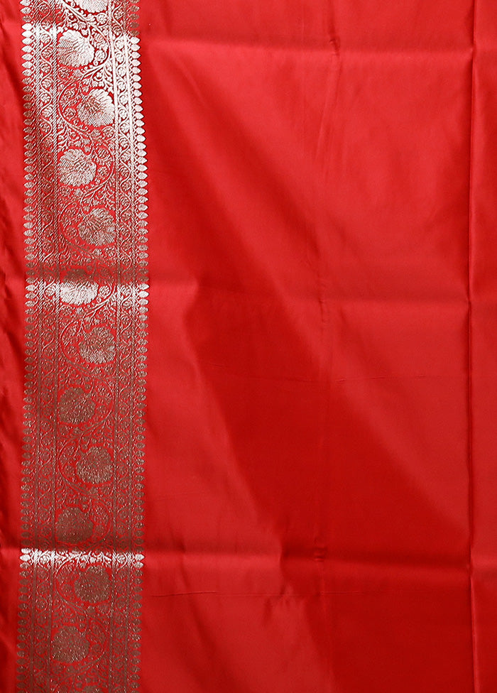 Red Banarasi Silk Saree With Blouse Piece