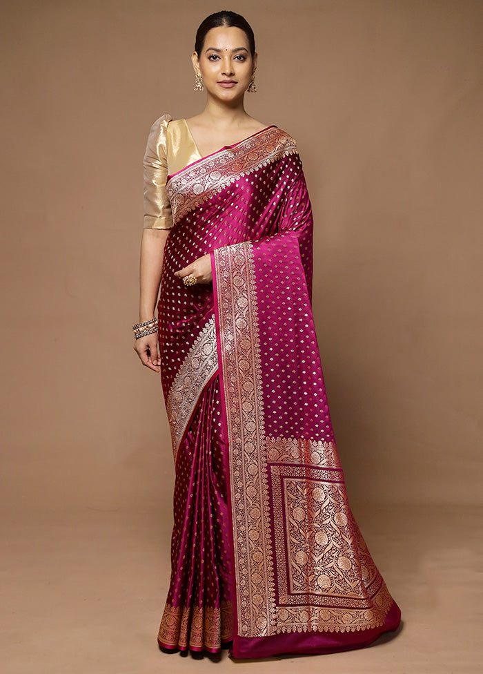 Pink Banarasi Silk Saree With Blouse Piece