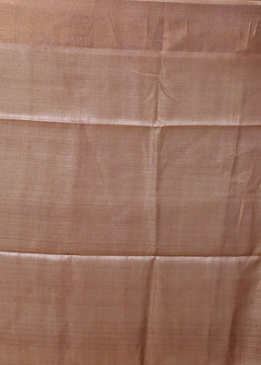 Cream Handloom Tussar Pure Silk Saree With Blouse Piece