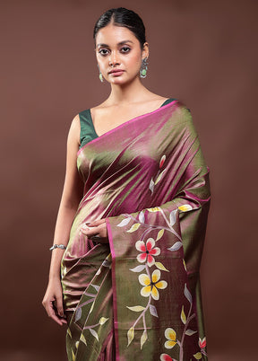 Green Pure Bishnupuri Silk Saree Without Blouse Piece